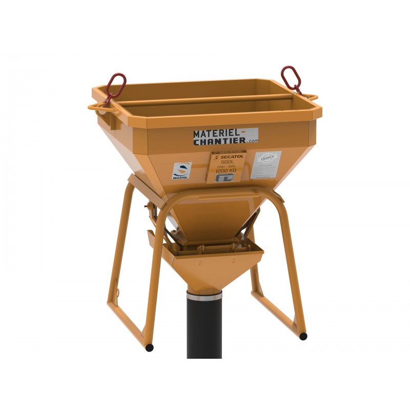 Benne à tuyau droite 500L avec boucles de levage